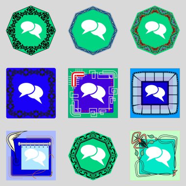 konuşma balonu simgeler. bulut sembolleri düşünüyorum. renkli düğmeler ayarlayın. vektör