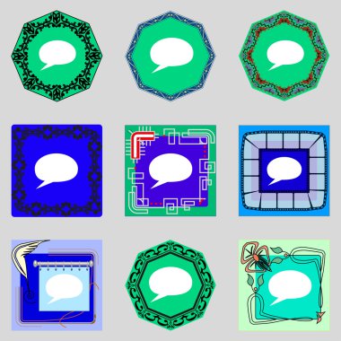 konuşma balonu simgeler. bulut sembolleri düşünüyorum. renkli düğmeler ayarlayın. vektör