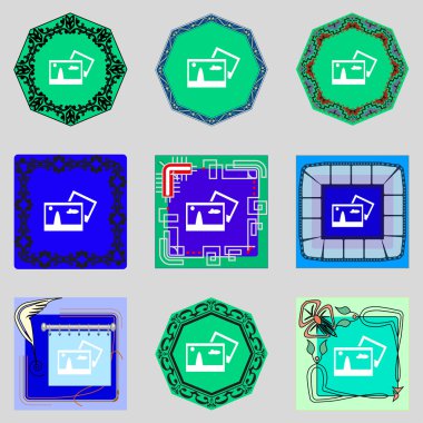 kopya dosya jpg işareti simgesi. görüntü dosyası sembol indir. renkli düğmeler ayarlayın. Modern UI Web sitesi navigasyon vektör