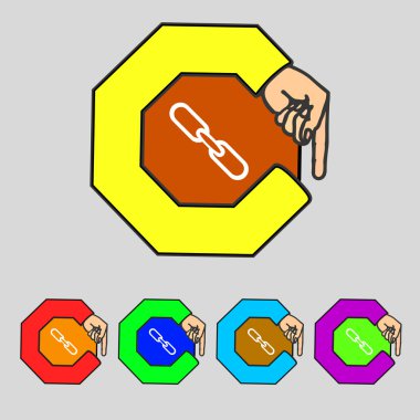 Link işareti simgesi. Köprü zinciri sembolü. renkli düğmeler ayarlayın. vektör