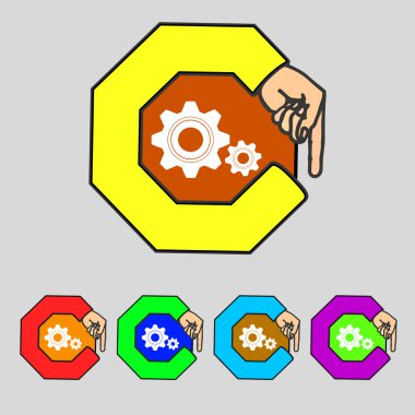 COG ayarları işareti simgesi. dişli dişli mekanizması sembolü. renkli düğmeler ayarlayın. vektör