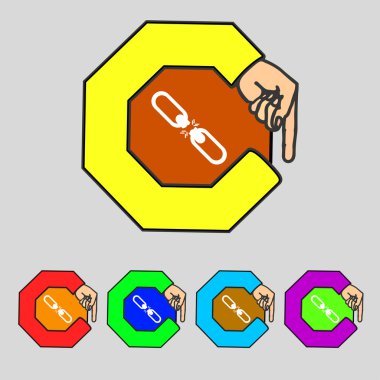 kırık bağlantı düz tek icon.set colur düğmeleri. vektör