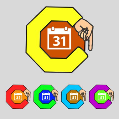 takvim işareti simgesi. 31 gün ay sembolü. düğme tarih. renkli düğmeler vektör ayarla