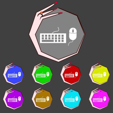 bilgisayar klavye ve fare simgesi. renkli düğmeler ayarlayın. vektör