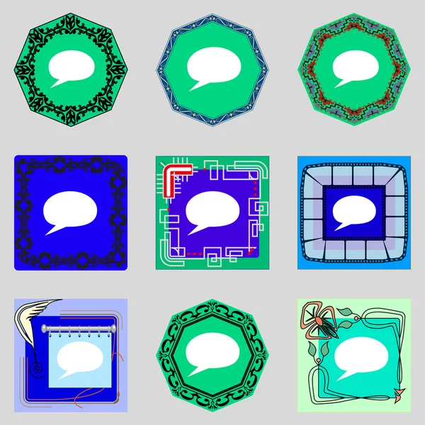 konuşma balonu simgeler. bulut sembolleri düşünüyorum. renkli düğmeler ayarlayın. vektör