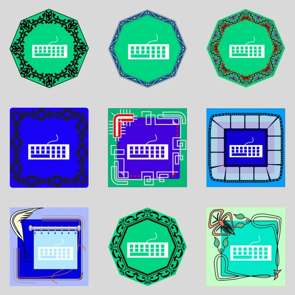 Computertastatur-Symbol. Setzen Sie bunte Knöpfe. Vektor — Stockvektor