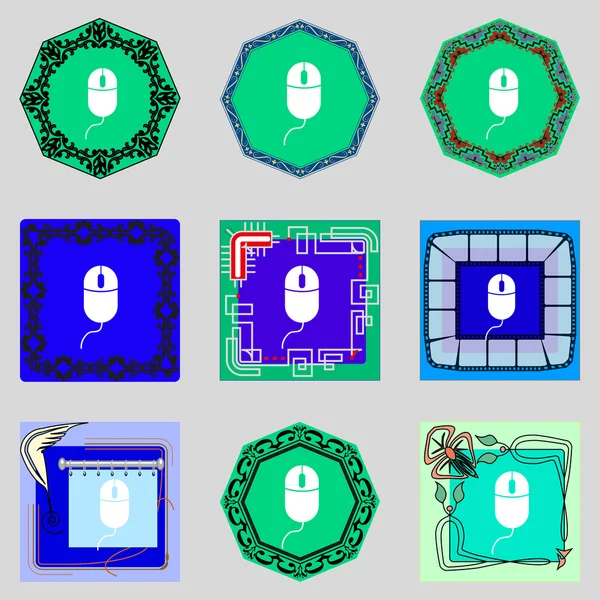 bilgisayar fare işareti simgesi. Optik tekerlekli ile. renkli düğmeler ayarlayın. vektör