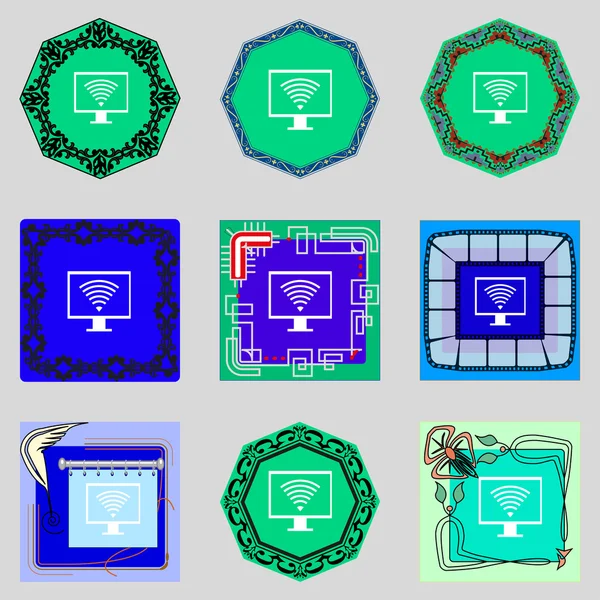 Icono de señal wi fi. Símbolo de videojuego. Establecer botones de colores. Vector — Archivo Imágenes Vectoriales