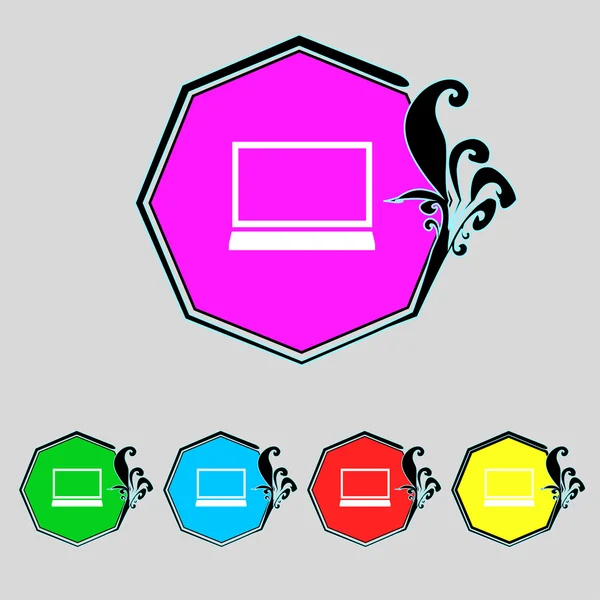 Reaptop sign icon. Символ ноутбука. Установить цветные кнопки. Вектор — стоковый вектор