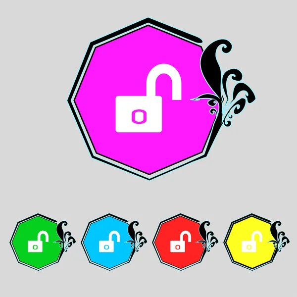 Lock sign icon. Locker symbol. Set colur buttons. Vector — Stock Vector