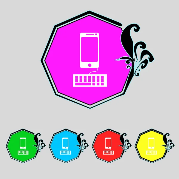 Teclado de ordenador e icono smatphone. Establecer botones de colores. Vector — Archivo Imágenes Vectoriales