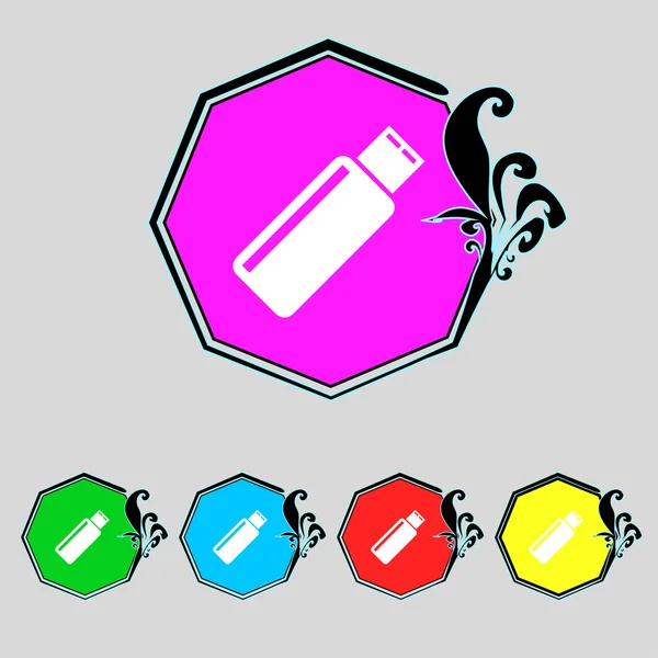 Icona del segno usb. simbolo della chiavetta USB. Impostare pulsanti colorati. Vettore — Vettoriale Stock