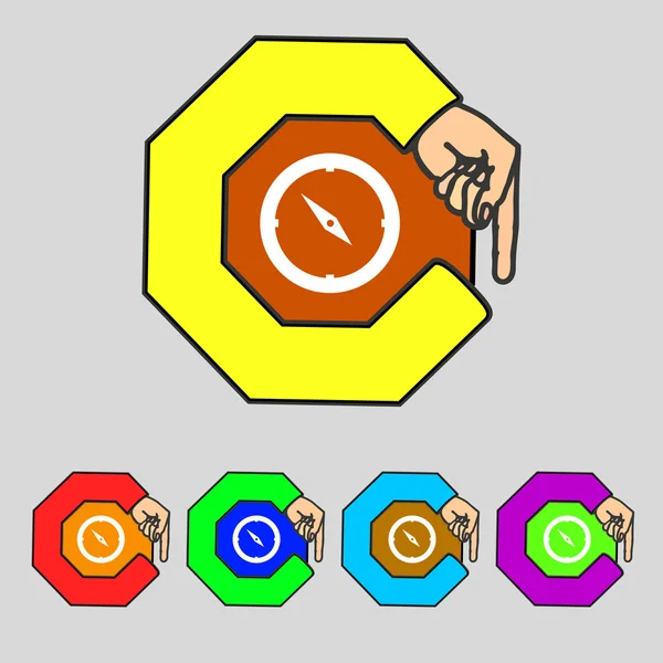 Pusula işareti simgesi. Windrose gezinti simgesi. renkli düğmeler ayarlayın. vektör