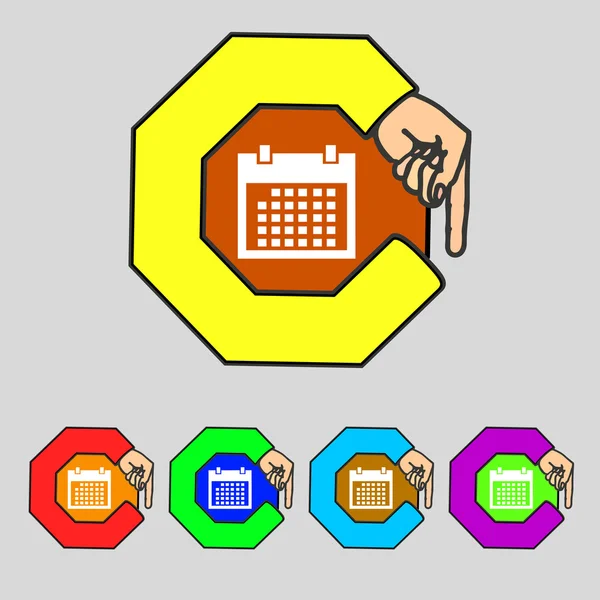 Icono de signo de calendario. días mes símbolo. Botón de fecha. Establecer botones de color. Vector — Vector de stock