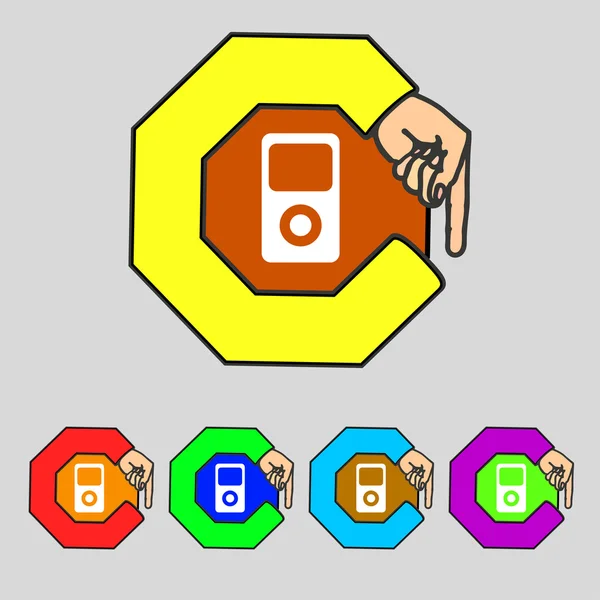 Icono de reproductor musical portátil. Establecer botones de color. Vector — Archivo Imágenes Vectoriales
