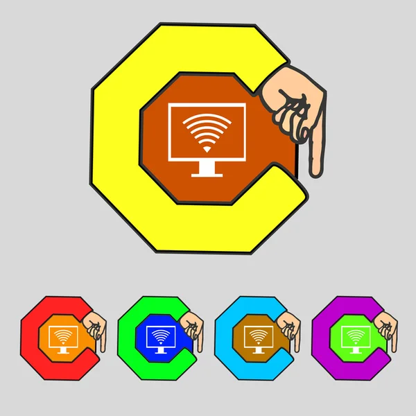 Wi fi sign icon. Video game symbol. Set colourful buttons. Vector — Stock Vector