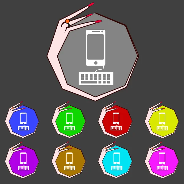 Teclado de ordenador e icono smatphone. Establecer botones de colores. Vector — Archivo Imágenes Vectoriales