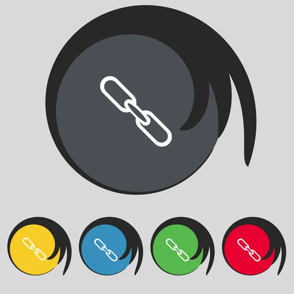 Link sign icon. Hyperlink chain symbol. Set colourful buttons. Vector — Stock Vector