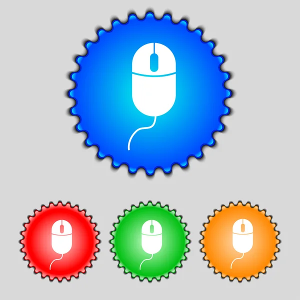 Computer mouse sign icon. Optical with wheel symbol. Set colourful buttons. Vector — Stock Vector