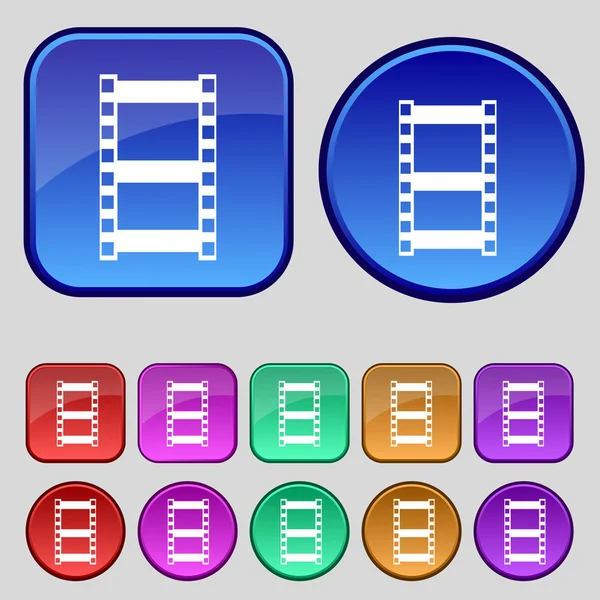 Video sign icon. frame symbol. Set colourful buttons. Vector — Stock Vector