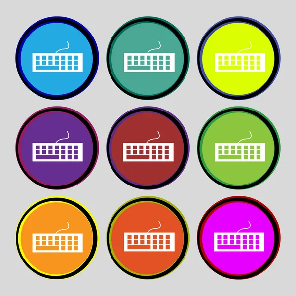 Computer keyboard Icon. Set colourful buttons. Vector — Stock Vector