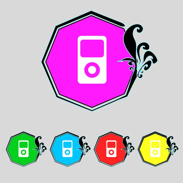 便携式音乐播放器的图标。设置颜色按钮。矢量 — 图库矢量图片