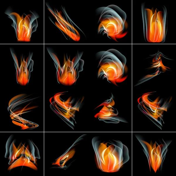 Establecer quemar fuego fuego vector fondo abstracto con lugar para su texto — Archivo Imágenes Vectoriales