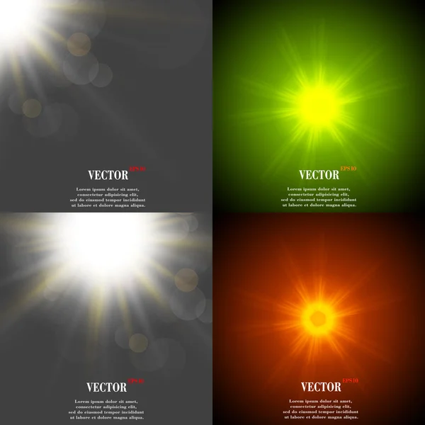 A luz do sol de verão explodiu. Se você gosta do sol quente e brilhante de verão, que é o fundo com espaço para a sua mensagem. EPS10. Vetor — Vetor de Stock