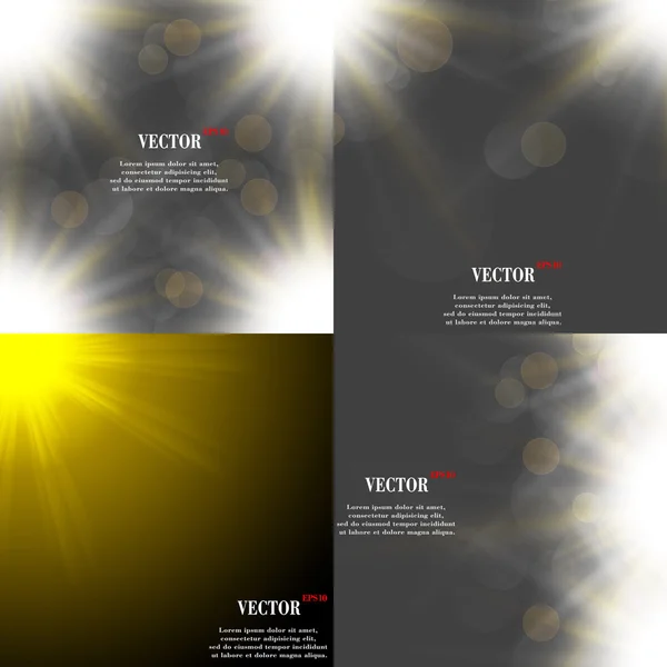 Abstract blurry background with overlying semi transparent circles, light effects and sun burst. Vector — Stock Vector