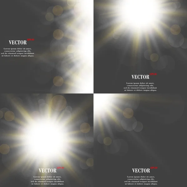 Abstract blurry background with overlying semi transparent circles, light effects and sun burst. Vector — Stock Vector