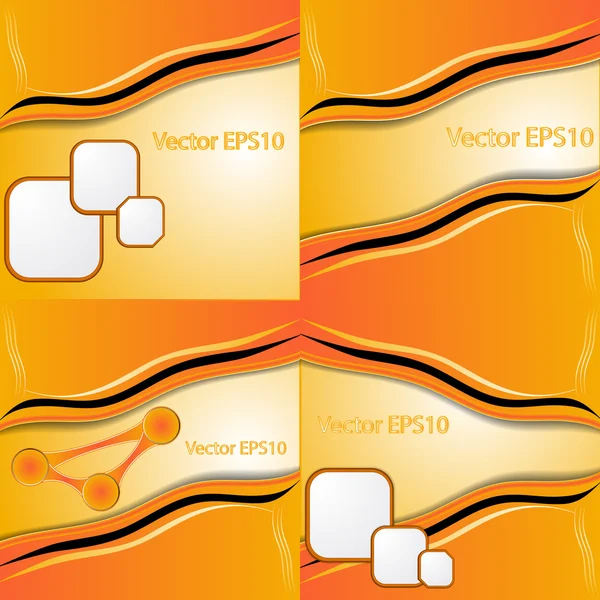Set van Oranje en gele abstracte kunst water kleur hand verf achtergrond. vector — Stockvector