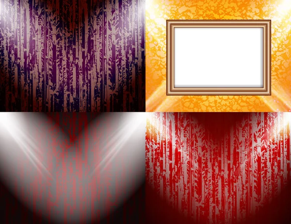 Renkli arka ve metin veya tarafından projektörler aydınlatılmış fotoğraflar için çerçeveler kümesi. vektör — Stok Vektör