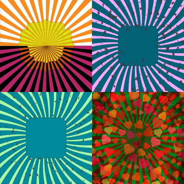 Set Vintage Colored Rays background. EPS10. Vector — Stock Vector