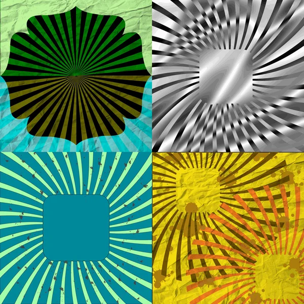 Uppsättning av gamla vintage pappersstruktur mall eller bakgrund med strålar mönster. vektor — Stock vektor