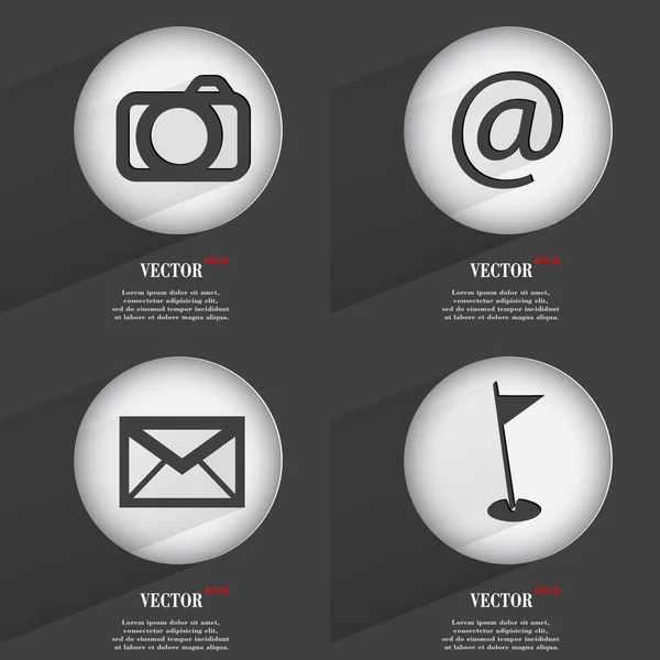 Conjunto de botones web de un solo color de diseño plano. Sencillo círculo etiqueta internet signo gris fondo. elementos de diseño web. Vector — Vector de stock