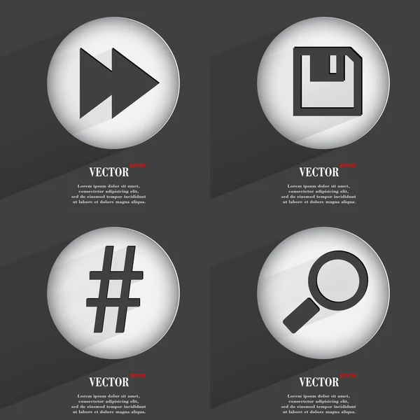 Conjunto de botones web de un solo color de diseño plano. Sencillo círculo etiqueta internet signo gris fondo. elementos de diseño web. Vector — Vector de stock