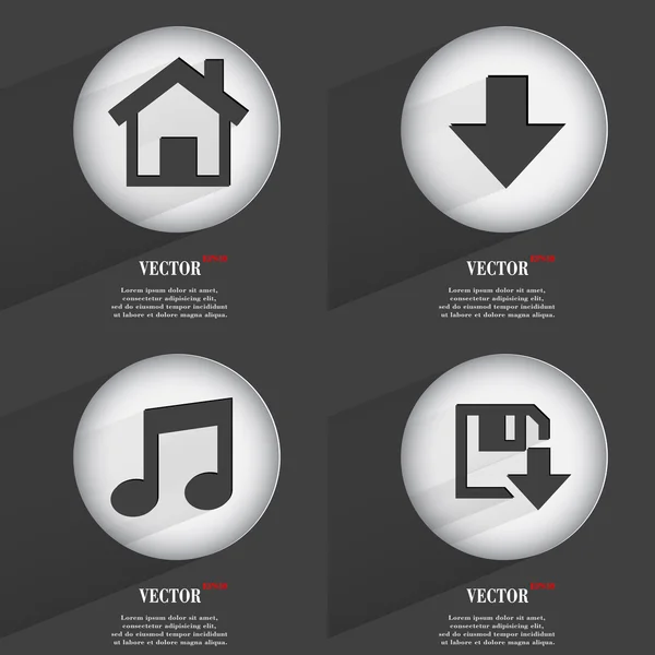 Conjunto de botones web de un solo color de diseño plano. Sencillo círculo etiqueta internet signo gris fondo. elementos de diseño web. Vector — Vector de stock