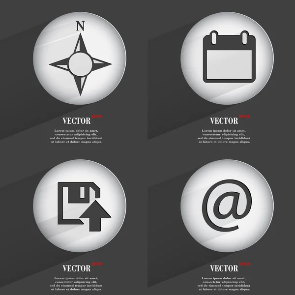 Conjunto de botones web de un solo color de diseño plano. Sencillo círculo etiqueta internet signo gris fondo. elementos de diseño web. Vector — Vector de stock