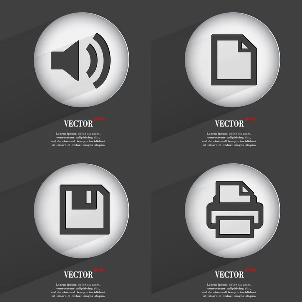 Conjunto de botones web de un solo color de diseño plano. Sencillo círculo etiqueta internet signo gris fondo. elementos de diseño web. Vector — Vector de stock