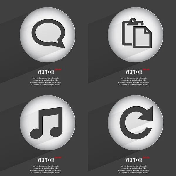 Ensemble de boutons web monochromes design plat. Simple cercle autocollant internet signe fond gris. éléments web-design. Vecteur — Image vectorielle