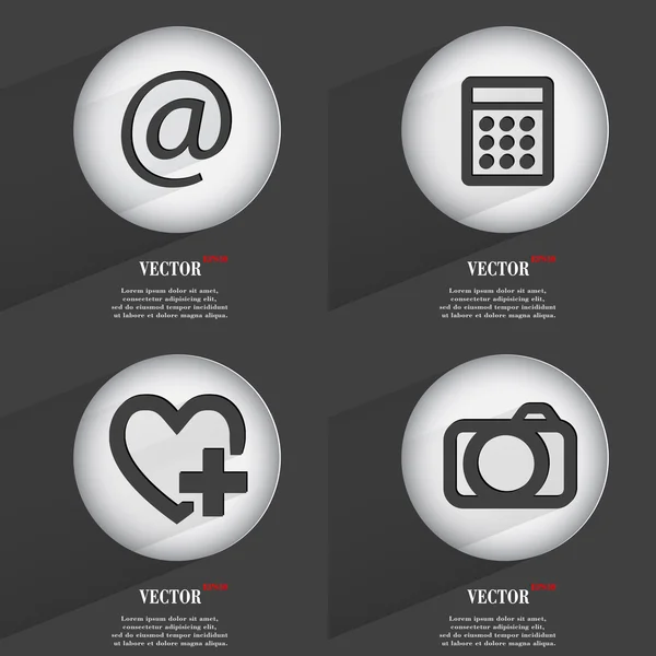 Conjunto de botones web de un solo color de diseño plano. Sencillo círculo etiqueta internet signo gris fondo. elementos de diseño web. Vector — Vector de stock