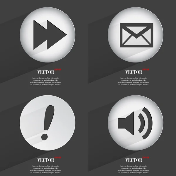 Conjunto de botones web de un solo color de diseño plano. Sencillo círculo etiqueta internet signo gris fondo. elementos de diseño web. Vector — Vector de stock