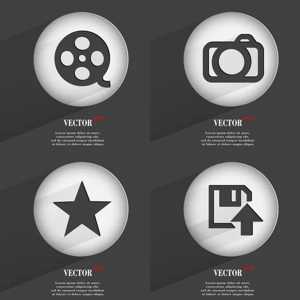 Uppsättning av en färg platta webbdesign knappar. enkel cirkel klistermärke internet tecken grå bakgrund. webbdesign element. vektor — Stock vektor