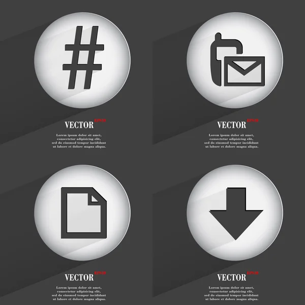 Conjunto de botones web de un solo color de diseño plano. Sencillo círculo etiqueta internet signo gris fondo. elementos de diseño web. Vector — Vector de stock