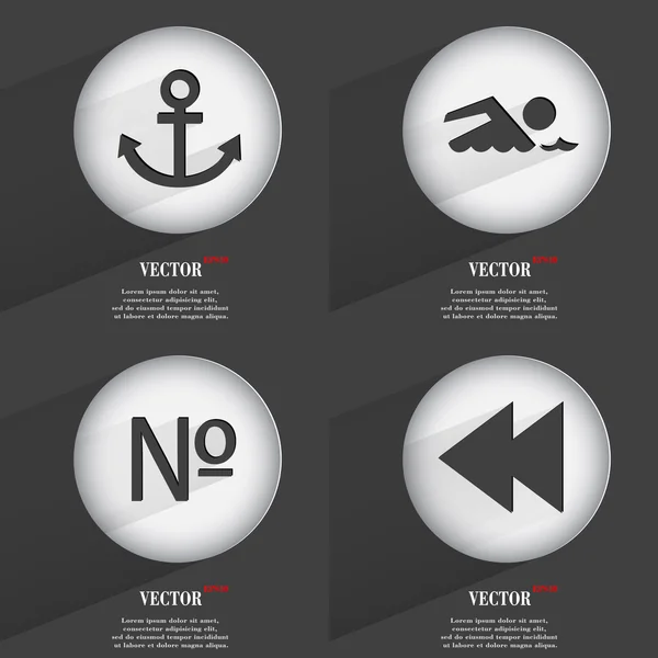 Set of one-color web buttons flat design. Simple circle sticker internet sign gray background. web-design elements. Vector — Stock Vector