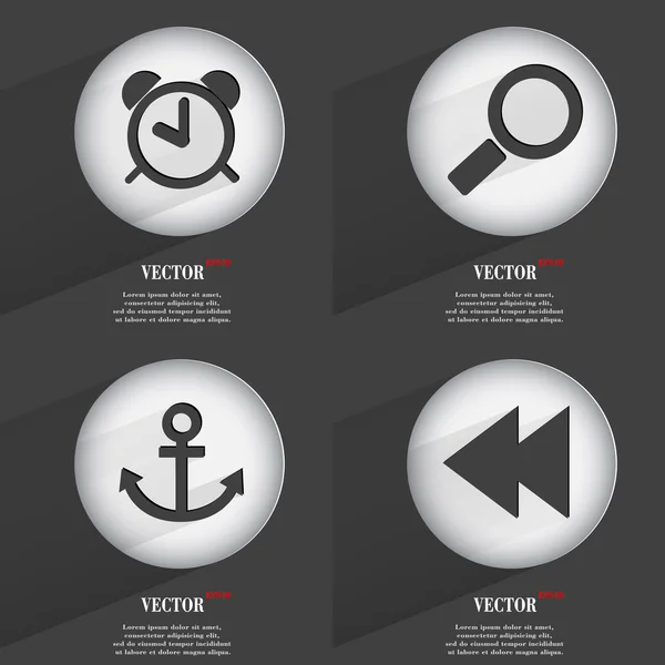 Set of one-color web buttons flat design. Simple circle sticker internet sign gray background. web-design elements. Vector — Stock Vector