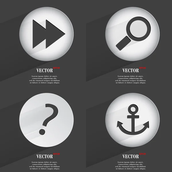 Conjunto de botones web de un solo color de diseño plano. Sencillo círculo etiqueta internet signo gris fondo. elementos de diseño web. Vector — Vector de stock