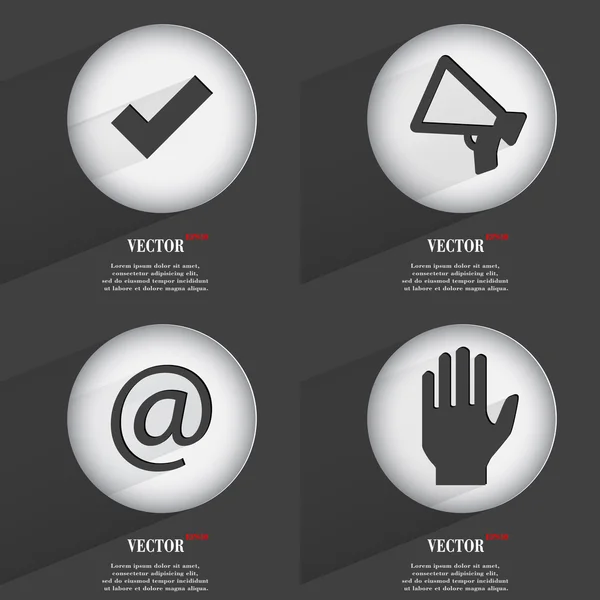 Set of one-color web buttons flat design. Simple circle sticker internet sign gray background. web-design elements. Vector — Stock Vector