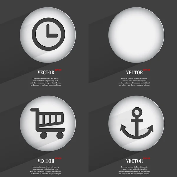 Set of Trendy buttons. Icons With Long Shadow. Vector — Stock Vector