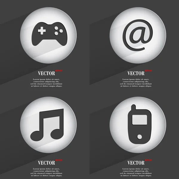 Set of Trendy buttons. Icons With Long Shadow. Vector — Stock Vector
